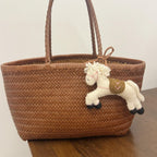 Japanese Style Lucky Felt Horse Pendant, Handmade White Horse Bag Charm, Wool Felt Pony Keychain, Animal Hanging Ornament, Cute Gift