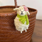 Japanese Style Lucky Lamb Wool Felt Pendant, Handmade Sheep Bag Charm, Scarf Sheep Keychain, Cute Animal Hanging Ornament Gift