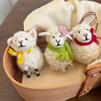 Japanese Style Lucky Lamb Wool Felt Pendant, Handmade Sheep Bag Charm, Scarf Sheep Keychain, Cute Animal Hanging Ornament Gift