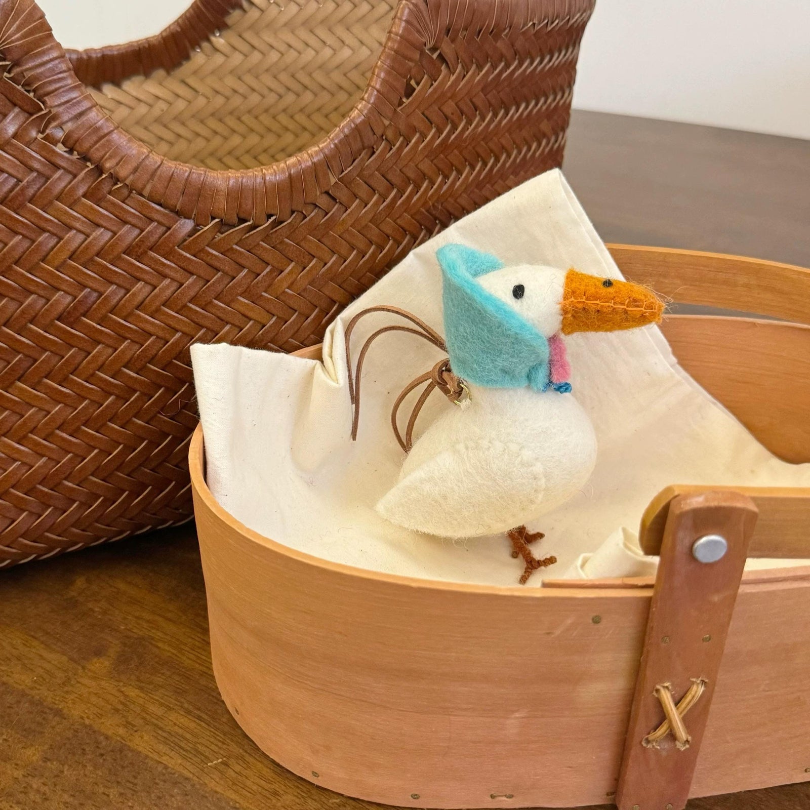Japanese Style Lucky Felt Goose Pendant, Handmade Wool Felt Duck Bag Charm, Cute Animal Keychain, Goose Hanging Ornament Gift