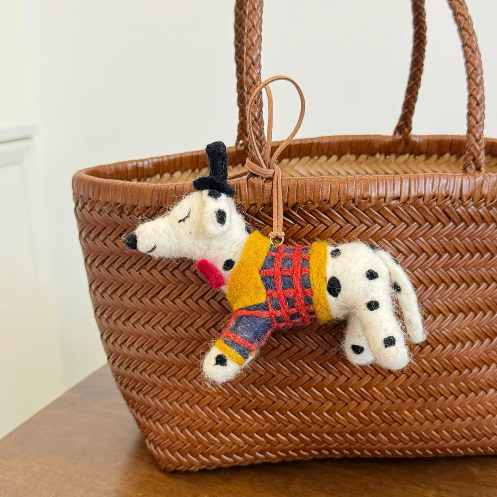 Japanese Style Lucky Felt Dalmatian Dog Pendant, Handmade Wool Felt Dog Bag Charm, Cute Spotted Dog Keychain, Animal Hanging Ornament Gift