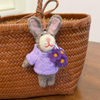Japanese Style Lucky Felt Rabbit Pendant, Handmade Wool Felt Bunny Bag Charm, Cute Animal Keychain, Bunny Hanging Ornament Gift