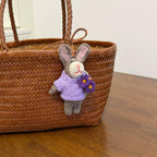 Japanese Style Lucky Felt Rabbit Pendant, Handmade Wool Felt Bunny Bag Charm, Cute Animal Keychain, Bunny Hanging Ornament Gift