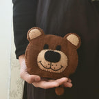 Japanese Style Lucky Felt Bear Coin Purse, Handmade Wool Felt Pouch, Cute Animal Zipper Wallet, Gift for Women
