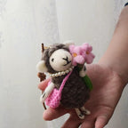 Japanese Style Lucky Felt Sheep Pendant, Handmade Wool Sheep Bag Charm with Flower, Cute Animal Keychain, Lamb Gift, Purse Charm Accessory