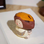 Japanese Style Sweet Potato Doll Figurine, Hand Carved Linden Wood Decor, Kawaii Wooden Desk Ornament, Cute Mini Shelf Decor, Good Luck Gift