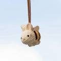 Japanese Style Bunny Bee Hanging Ornament, Hand Carved Wooden Rabbit Charm, Cute Animal Keychain, Bag Charm, Car Hanging Decor Gift