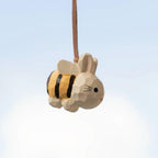 Japanese Style Bunny Bee Hanging Ornament, Hand Carved Wooden Rabbit Charm, Cute Animal Keychain, Bag Charm, Car Hanging Decor Gift