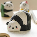 Japanese Style Panda Wooden Figurine, Hand Carved Cute Panda Ornament, Mini Desk Decor, Animal Sculpture, Gift for Panda Lovers