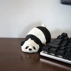 Japanese Style Panda Wooden Figurine, Hand Carved Cute Panda Ornament, Mini Desk Decor, Animal Sculpture, Gift for Panda Lovers