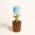 Japanese Style Wooden Rose Figurine, Hand Carved Rose Flower Ornament, Romantic Desk Decor, Cute Couple Gift, Handmade Wooden Sculpture