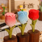 Japanese Style Wooden Rose Figurine, Hand Carved Rose Flower Ornament, Romantic Desk Decor, Cute Couple Gift, Handmade Wooden Sculpture