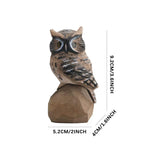 Hand Carved Wooden Owl Figurine, Hand Painted Owl Sculpture, Small Wood Animal Desk Decor, Rustic Woodland Ornament, Unique Handmade Gift