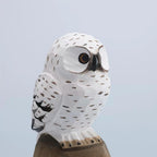 Handmade Minimalist Wooden Owl Figurine, Hand Carved Snowy Owl Sculpture, Nature Decor, Nordic Desk Ornament, Rustic Animal Wood Art Gift