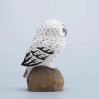 Handmade Minimalist Wooden Owl Figurine, Hand Carved Snowy Owl Sculpture, Nature Decor, Nordic Desk Ornament, Rustic Animal Wood Art Gift