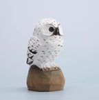 Handmade Minimalist Wooden Owl Figurine, Hand Carved Snowy Owl Sculpture, Nature Decor, Nordic Desk Ornament, Rustic Animal Wood Art Gift