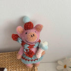 Cute Wool Felt Pig Keychain, Handmade Pig Bag Charm, Kawaii Animal Hanging Ornament, Felt Toy Pendant Gift, Lucky Pig Charm