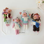 Cute Pig Wool Felt Keychain, Handmade Couple Pig Bag Charm, Wedding Pig Pendant, Kawaii Animal Hanging Ornament, Romantic Gift