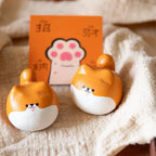 Japanese Style Wooden Shiba Inu Figurine Set, Hand Carved Round Shiba Dog Ornament, Cute Desk Decor, Linden Wood Sculpture, Gift