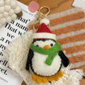 Cute Wool Felt Penguin Keychain, Handmade Christmas Penguin Bag Charm, Kawaii Animal Hanging Ornament, Santa Hat Penguin Pendant, Lucky Gift