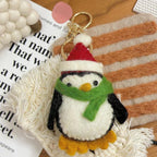 Cute Wool Felt Penguin Keychain, Handmade Christmas Penguin Bag Charm, Kawaii Animal Hanging Ornament, Santa Hat Penguin Pendant, Lucky Gift