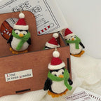 Cute Wool Felt Penguin Keychain, Handmade Christmas Penguin Bag Charm, Kawaii Animal Hanging Ornament, Santa Hat Penguin Pendant, Lucky Gift