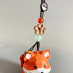 Japanese Style Wooden Little Prince Fox Pendant, Hand Carved Fox Keychain, Cute Fox Bag Charm, Lucky Hanging Ornament, Handmade Gift