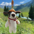 Japanese Style Travel Puppy Pendant, Handmade Wool Felt Dog Bag Charm, Cute Animal Hanging Ornament, Backpack Charm, Lucky Gift