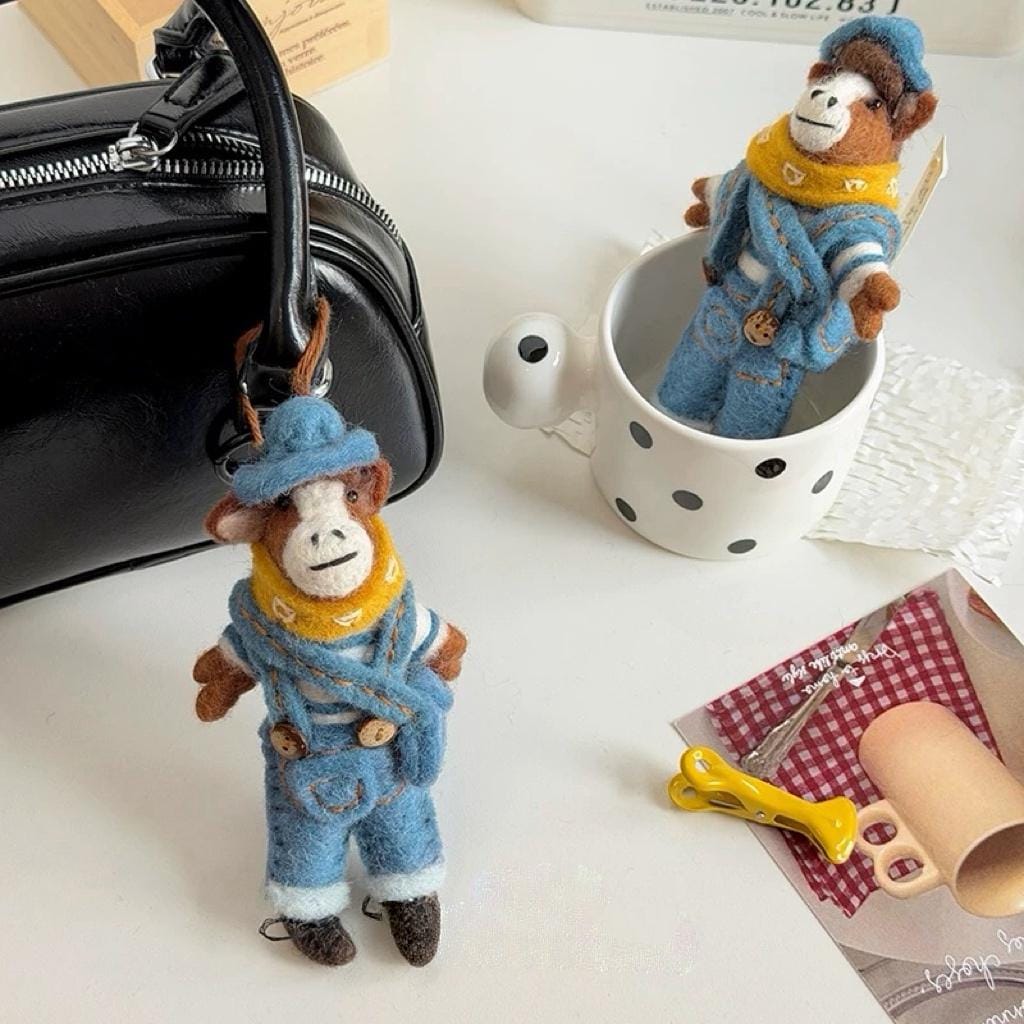 Japanese Style Handmade Wool Felt Pony Bag Charm, Cute Little Horse Keychain, Animal Hanging Ornament, Backpack Charm, Lucky Gift