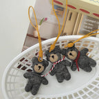 Handmade Wool Felt Scarf Bear Bag Charm, Cute Teddy Keychain Pendant, Animal Hanging Ornament, Backpack Charm, Kawaii Gift, Lucky Charm