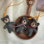 Handmade Wool Felt Scarf Bear Bag Charm, Cute Teddy Keychain Pendant, Animal Hanging Ornament, Backpack Charm, Kawaii Gift, Lucky Charm