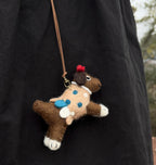 Nepal Handmade Wool Felt Polka Dot Dog Bag Charm, Cute Puppy Keychain Pendant, Animal Hanging Ornament, Backpack Charm, Lucky Gift