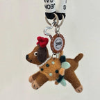 Nepal Handmade Wool Felt Polka Dot Dog Bag Charm, Cute Puppy Keychain Pendant, Animal Hanging Ornament, Backpack Charm, Lucky Gift
