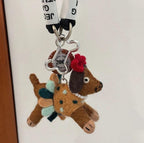 Nepal Handmade Wool Felt Polka Dot Dog Bag Charm, Cute Puppy Keychain Pendant, Animal Hanging Ornament, Backpack Charm, Lucky Gift