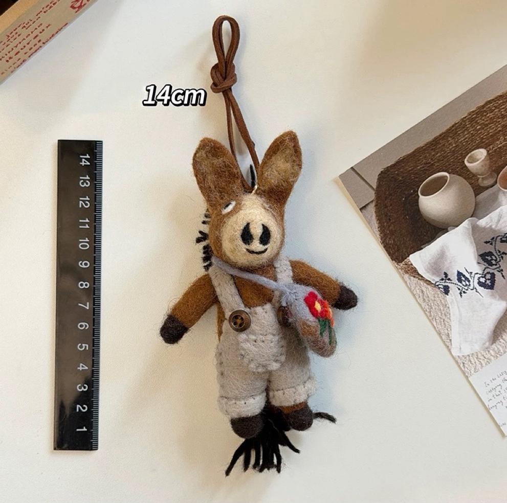 Handmade Wool Felt Pony Bag Charm, Backpack Pony Keychain Pendant, Cute Horse Hanging Ornament, Animal Backpack Charm, Lucky Gift