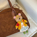 Japanese Style Handmade Wool Felt Bear Pendant, Cute Bear Bag Charm, Animal Keychain, Backpack Hanging Ornament, Kawaii Gift, Lucky Charm