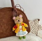 Japanese Style Handmade Wool Felt Bear Pendant, Cute Bear Bag Charm, Animal Keychain, Backpack Hanging Ornament, Kawaii Gift, Lucky Charm