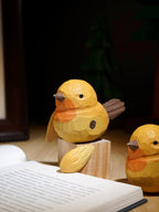 Japanese Style Handmade Fat Bird Figurine, Single Linden Wood Bird Statue, Detachable Wing Bird Decor, Cute Desk Ornament, Decoration Gift