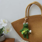 Handmade Wool Felt Frog Keychain, Bee Frog Bag Charm, Cute Frog Pendant, Nepal Felt Animal Hanging Ornament, Gift for Frog Lovers
