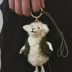 Handmade Wool Felt Lamb Bag Charm, White Sheep Keychain Pendant, Cute Animal Hanging Ornament, Soft Backpack Charm, Gift for Her