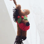 Japanese Style Felt Horse Pendant, Handmade Wool Horse Bag Charm, Cute Lucky Pony Keychain, Animal Purse Charm, Car Hanging Ornament Gift