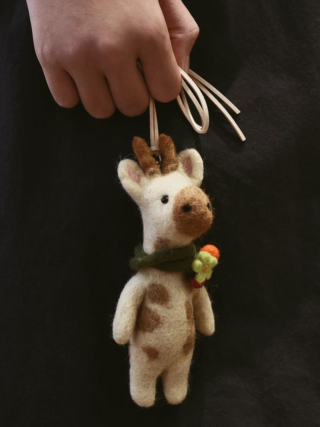 Japanese Style Felt Deer Pendant, Wool Felt Deer Bag Charm, Deer Keychain, Cute Animal Hanging Ornament, Handmade Gift, Backpack Pendant