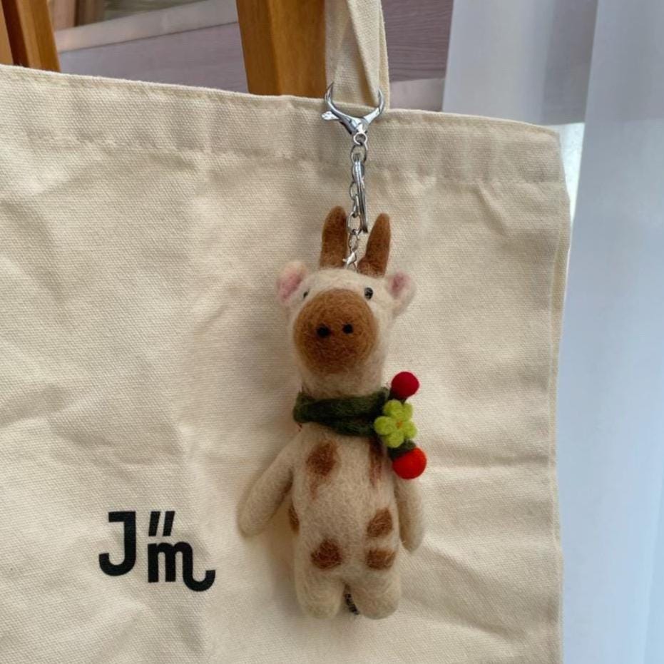 Japanese Style Felt Deer Pendant, Wool Felt Deer Bag Charm, Deer Keychain, Cute Animal Hanging Ornament, Handmade Gift, Backpack Pendant