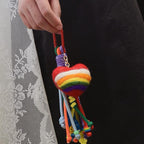 Rainbow Heart Tassel Bag Charm, Colorful Bag Pendant, Handmade Heart Keychain, Cute Purse Charm, Backpack Accessory, Gift for Her