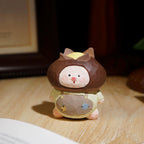 Japanese Style Sweet Chestnut Doll, Hand Carved Linden Wood Figurine, Kawaii Wooden Desk Decor, Hand Painted Mini Ornament, Cute Gift