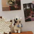 Japanese Style Pearl Polar Bear Pendant, Handmade Wool Felt Polar Bear Keychain, Needle Felt Bear Bag Charm, Cute Animal Hanging Ornament