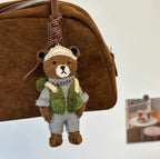 Japanese Style Felt Bear Pendant, Handmade Wool Bear Bag Charm, Cute Backpack Keychain, Animal Hanging Ornament Gift