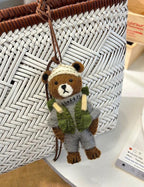 Japanese Style Felt Bear Pendant, Handmade Wool Bear Bag Charm, Cute Backpack Keychain, Animal Hanging Ornament Gift