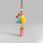 Japanese Style Sun Conure Wooden Keychain, Hand Carved Bird Pendant, Linden Wood Parrot Bag Charm, Cute Lucky Gift, Animal Keyring