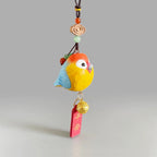 Japanese Style Sun Conure Wooden Keychain, Hand Carved Bird Pendant, Linden Wood Parrot Bag Charm, Cute Lucky Gift, Animal Keyring